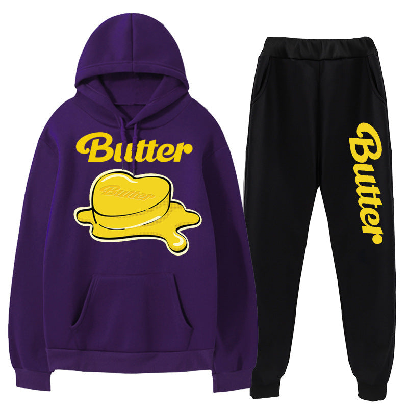 CONJUNTO DE SUDADERA CON CAPUCHA Y PANTALONES BTS BUTTER