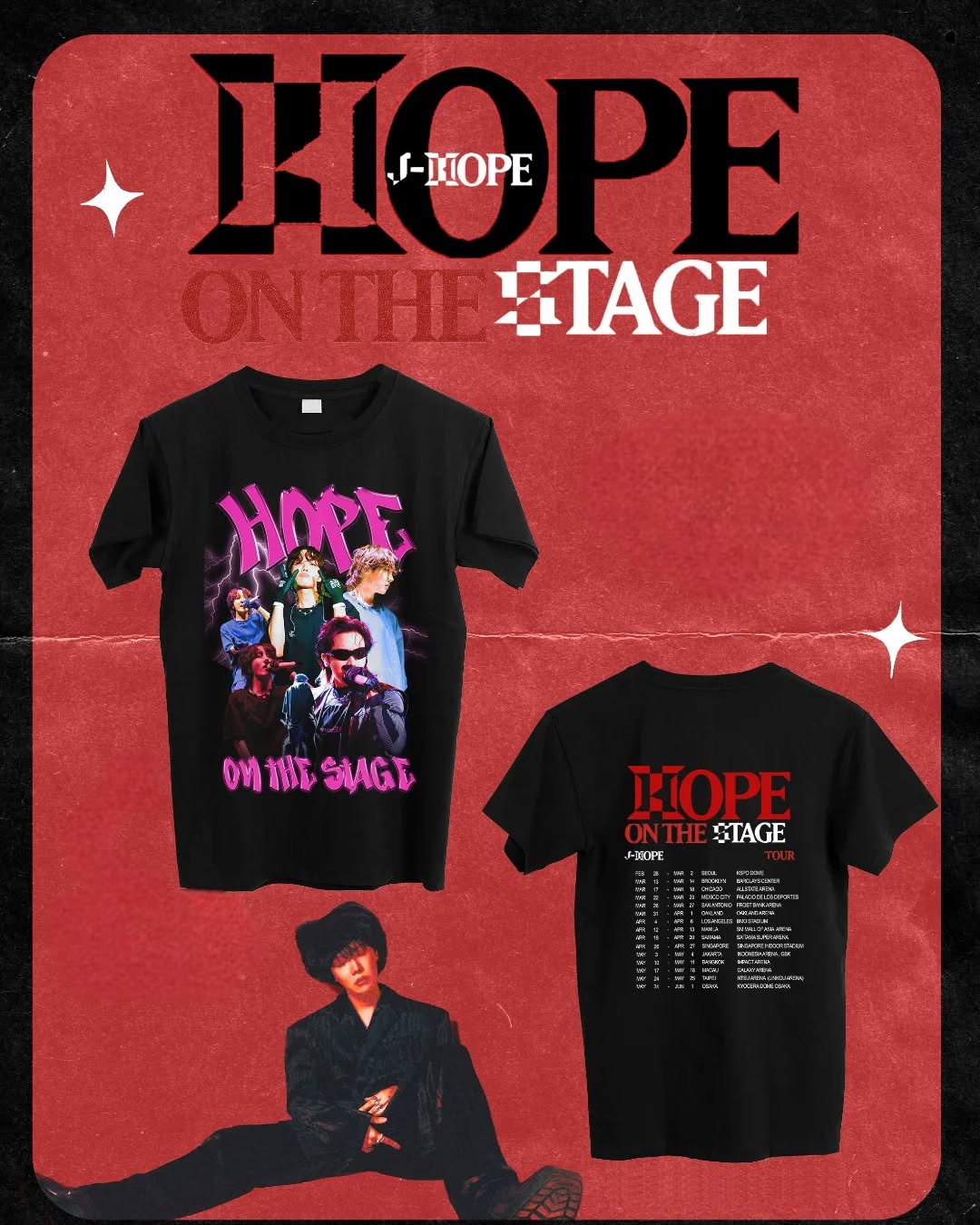 CAMISETAS JHOPE HOPE ON THE STAGE TOUR 100% ALGODÓN