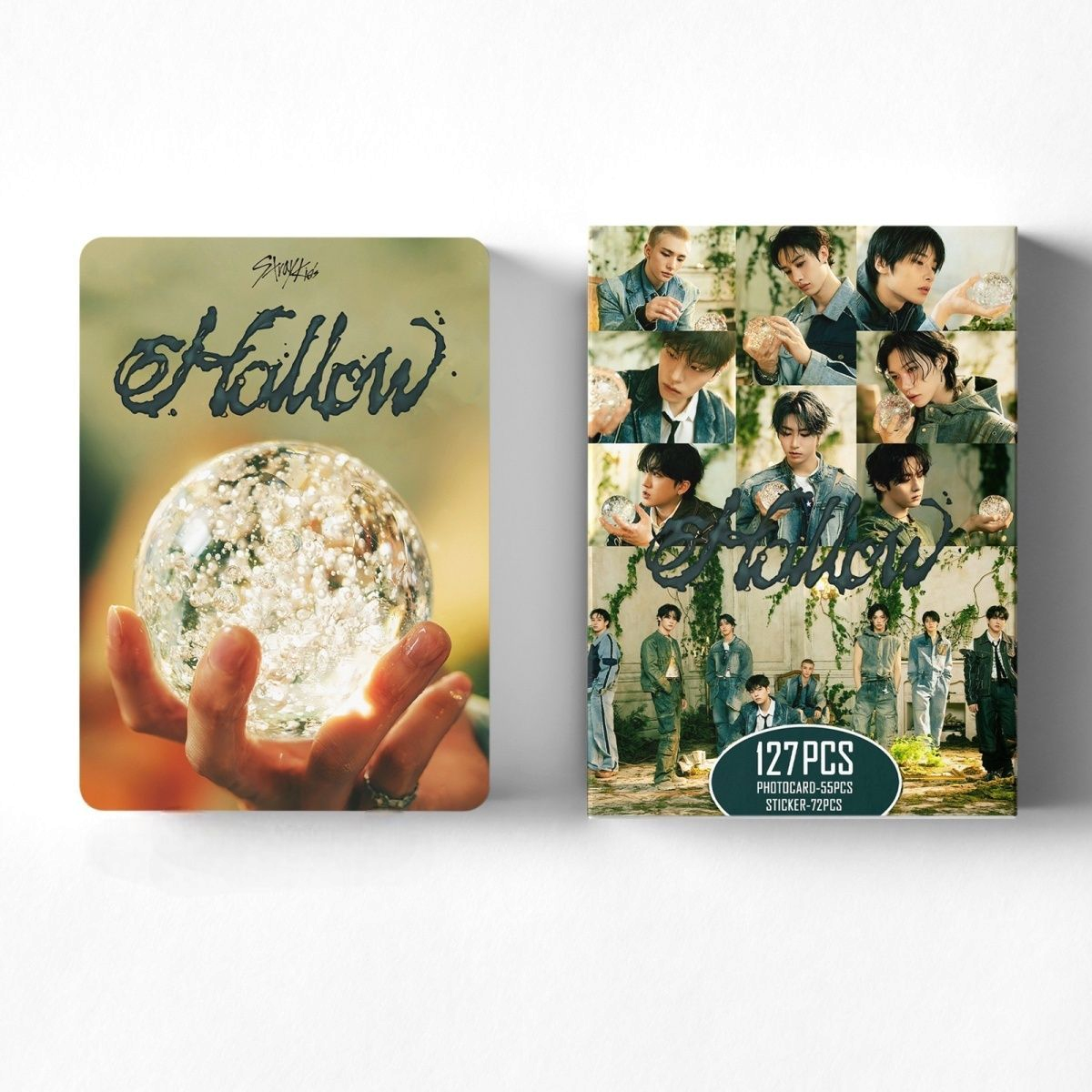 STRAY KIDS MERCH FOTOCARDOS HOLLOW KIT 127 PCS (55 FOTOCARDOS + 72 PEGATINAS)