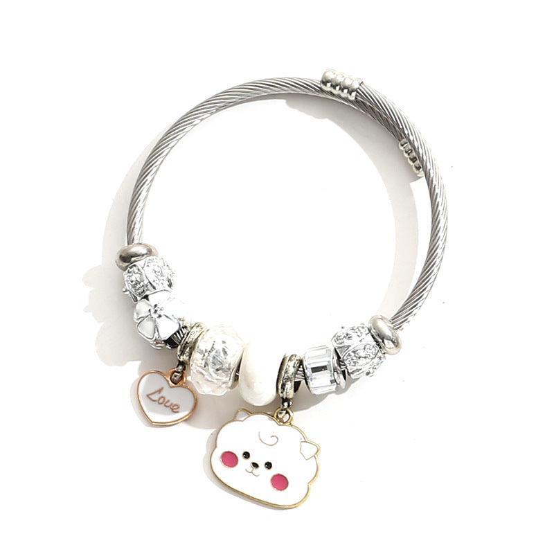 PULSERA CON CHARMS DE ACERO INOXIDABLE BT21/BTS (todos los personajes)