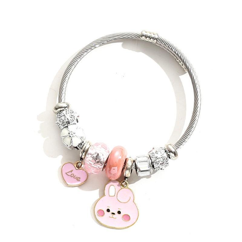 PULSERA CON CHARMS DE ACERO INOXIDABLE BT21/BTS (todos los personajes)