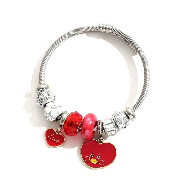 PULSERA CON CHARMS DE ACERO INOXIDABLE BT21/BTS (todos los personajes)