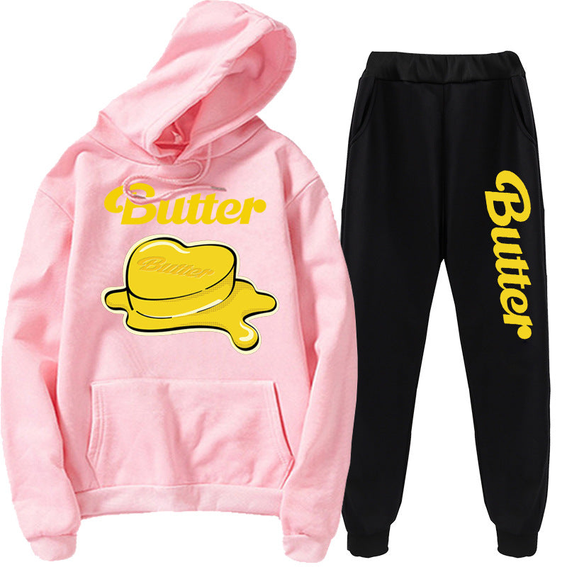 CONJUNTO DE SUDADERA CON CAPUCHA Y PANTALONES BTS BUTTER