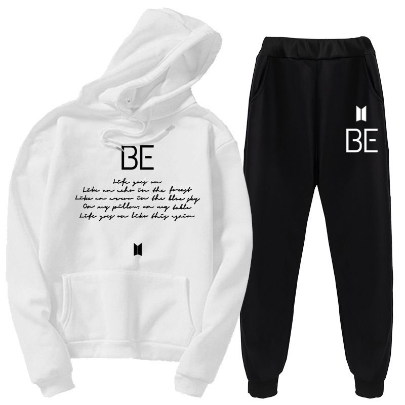 CONJUNTO DE SUDADERA CON CAPUCHA Y PANTALONES BTS BE
