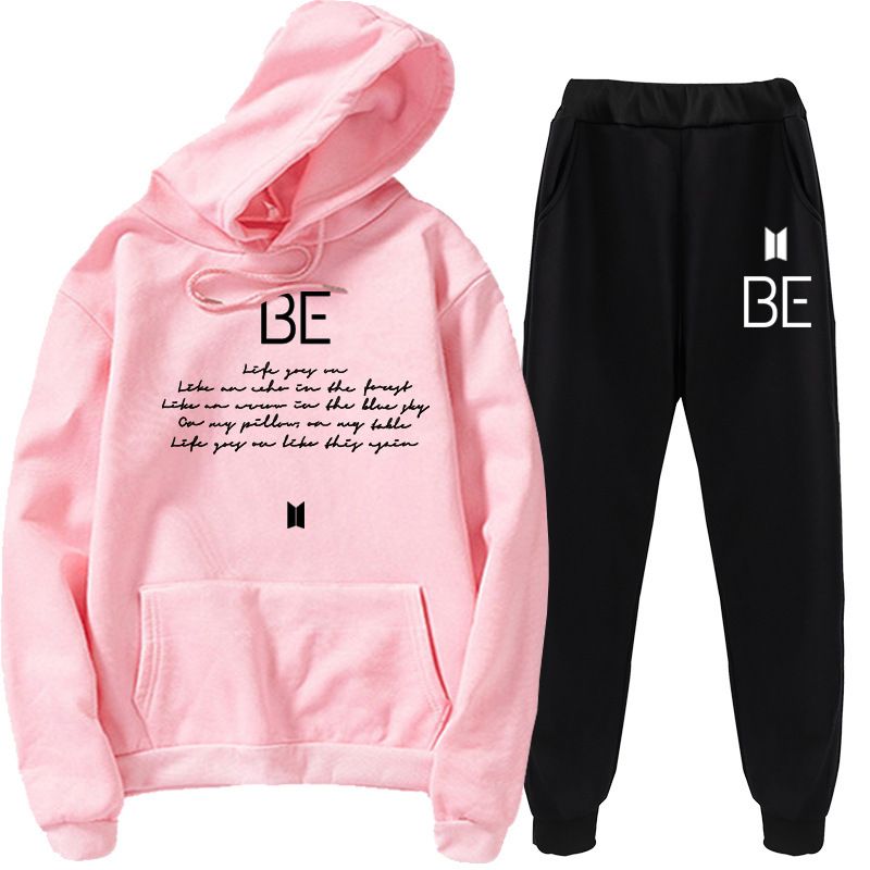 CONJUNTO DE SUDADERA CON CAPUCHA Y PANTALONES BTS BE