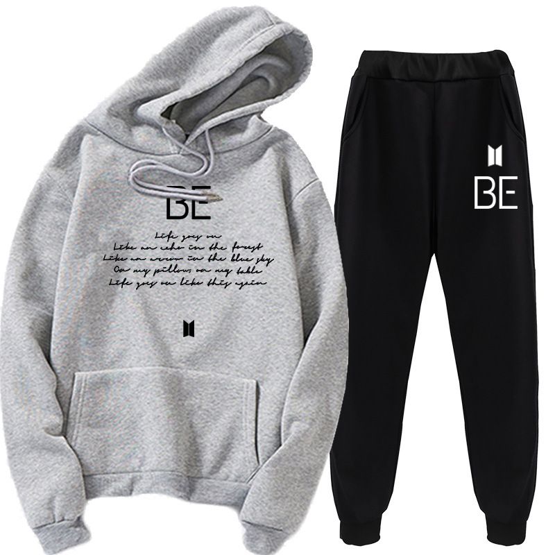 CONJUNTO DE SUDADERA CON CAPUCHA Y PANTALONES BTS BE