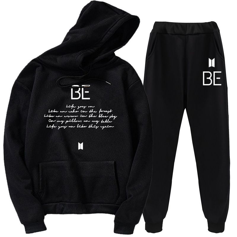 CONJUNTO DE SUDADERA CON CAPUCHA Y PANTALONES BTS BE