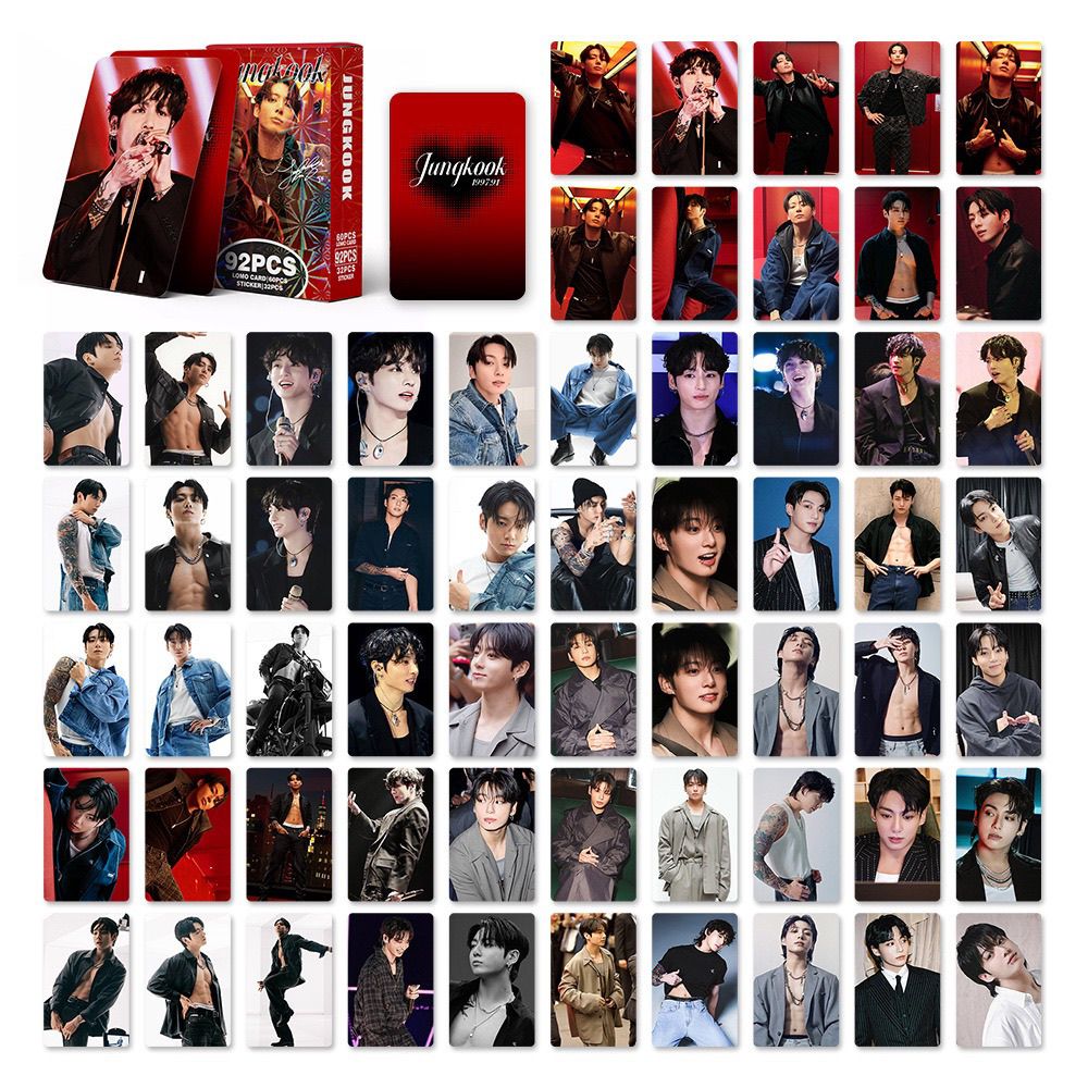 JUNGKOOK PHOTOCARDS 92 UDS (60 FOTOTARJETAS + 32 PEGATINAS)