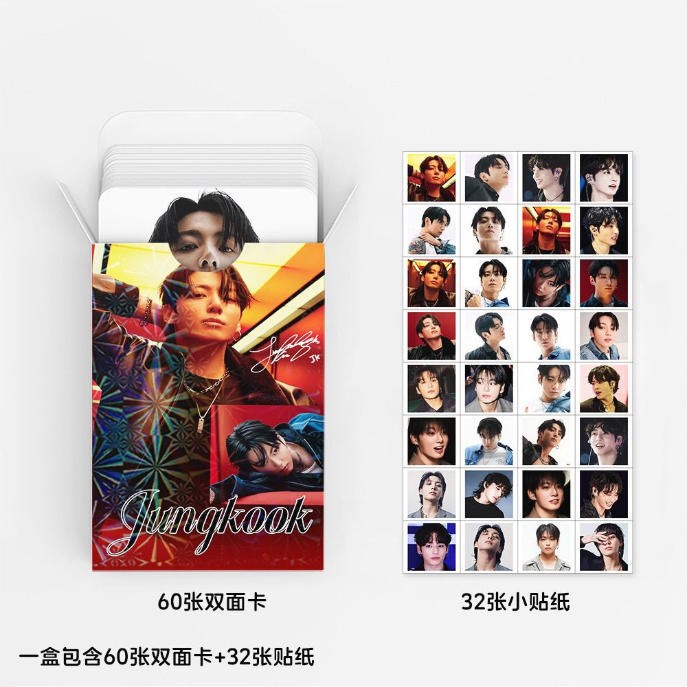 JUNGKOOK PHOTOCARDS 92 UDS (60 FOTOTARJETAS + 32 PEGATINAS)
