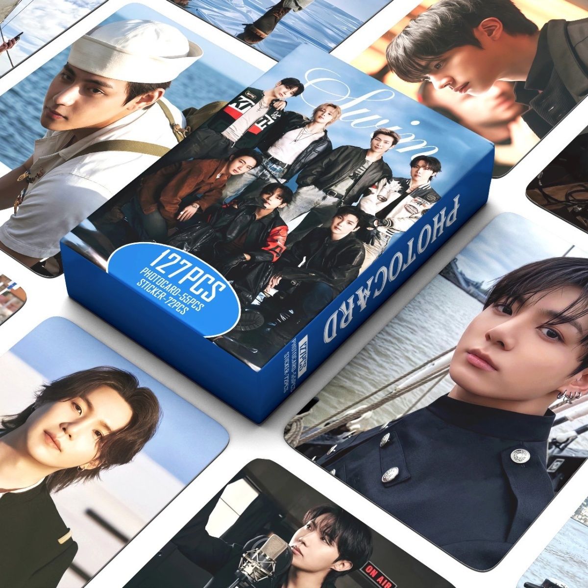 TARJETAS FOTOGRÁFICAS DE NATACIÓN BTS 127 PIEZAS (55 tarjetas + 72 pegatinas)