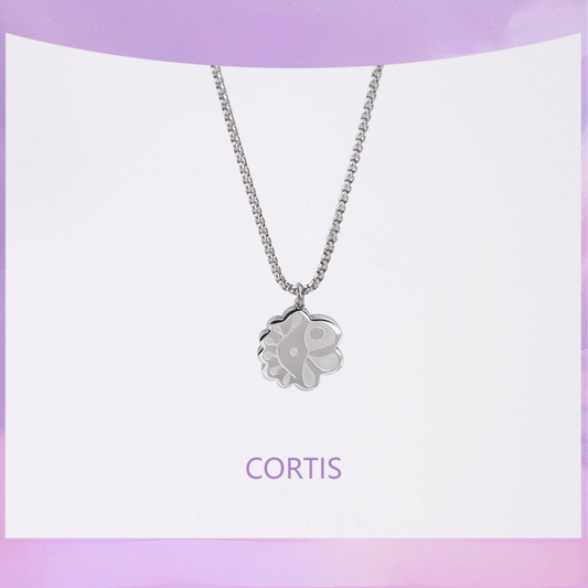 COLLAR CORTIS ACERO TITANIO + 3 photocards variadas