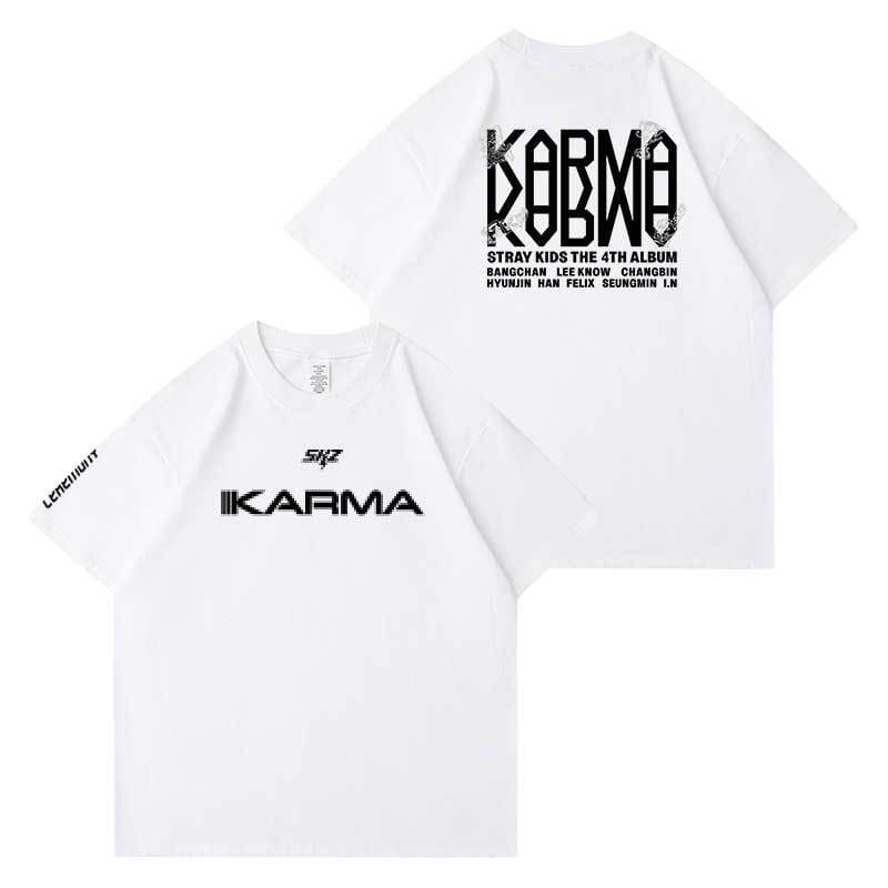 CAMISETAS STRAY KIDS KARMA 100% ALGODÓN (COLOR BLANCO)