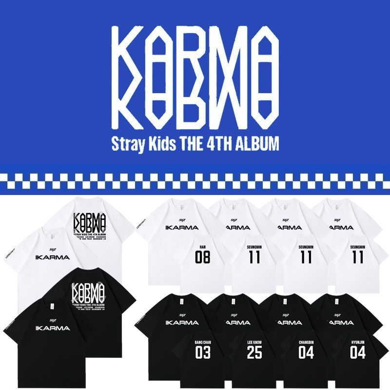CAMISETAS STRAY KIDS KARMA 100% ALGODÓN (COLOR BLANCO)