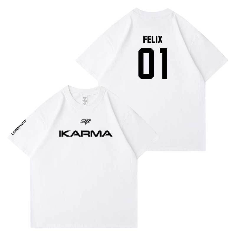 CAMISETAS STRAY KIDS KARMA 100% ALGODÓN (COLOR BLANCO)