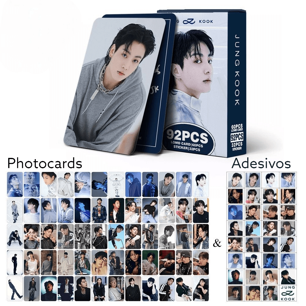 JUNGKOOK GOLDEN PHOTOCARDS 92 UNIDADES (60 TARJETAS FOTOGRÁFICAS + 32 PEGATINAS)
