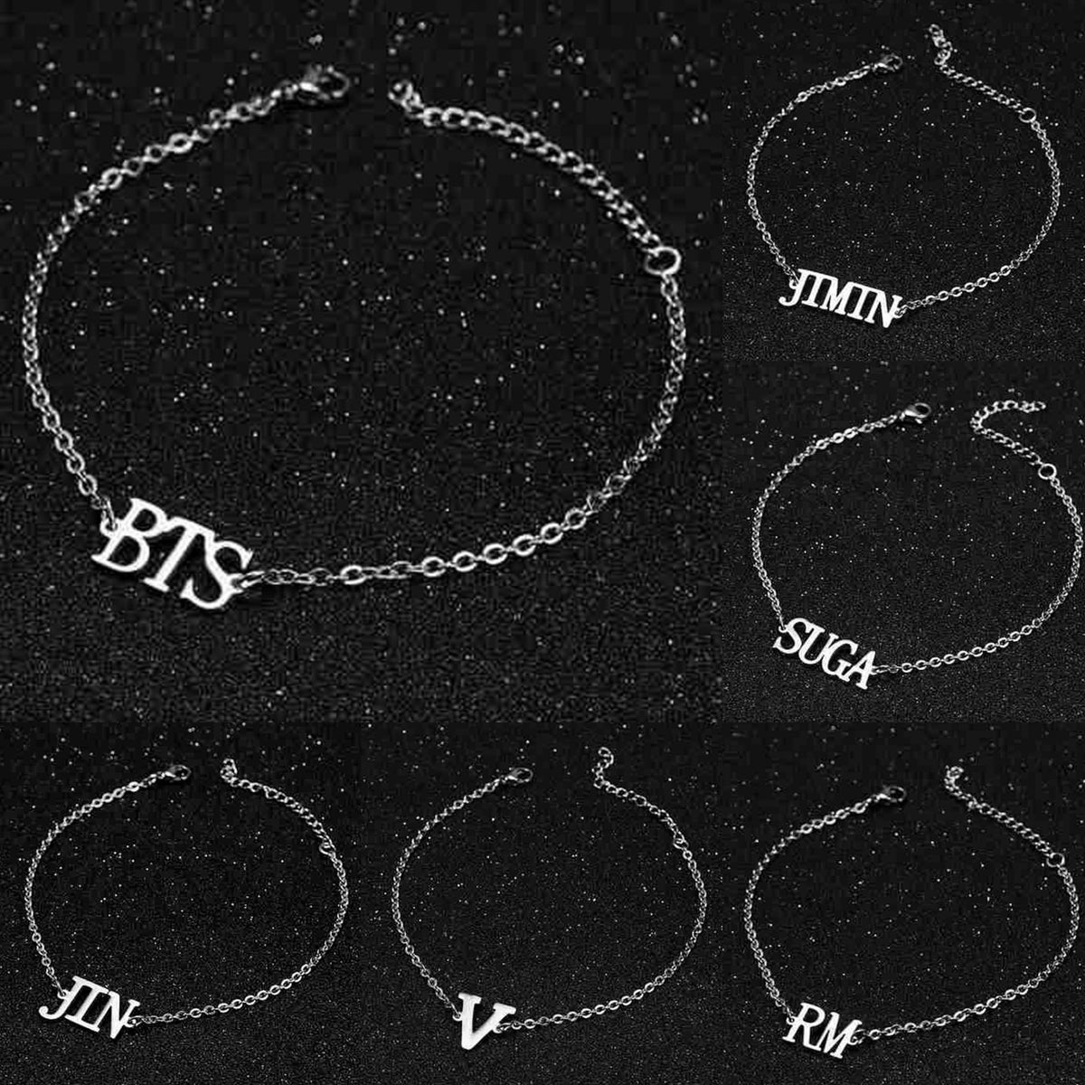PULSERAS BTS DE ACERO INOXIDABLE (todos los miembros)