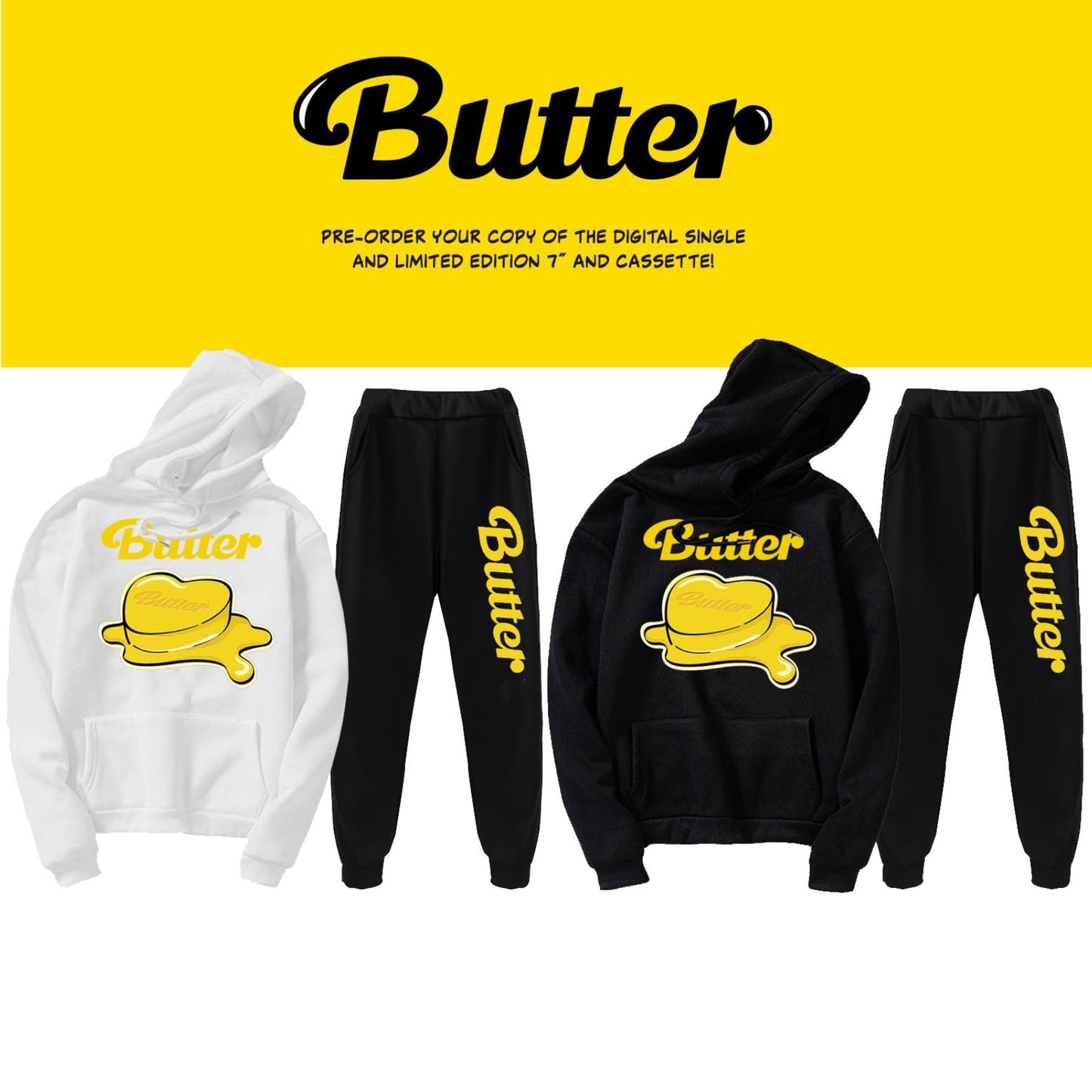 CONJUNTO DE SUDADERA CON CAPUCHA Y PANTALONES BTS BUTTER