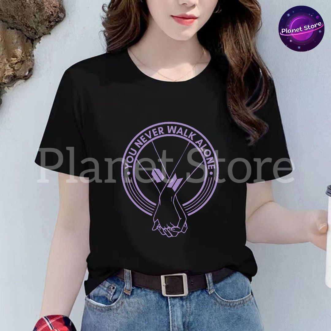 Camiseta BTS "You Never Walk Alone" 100 % algodón (blanco y negro) 