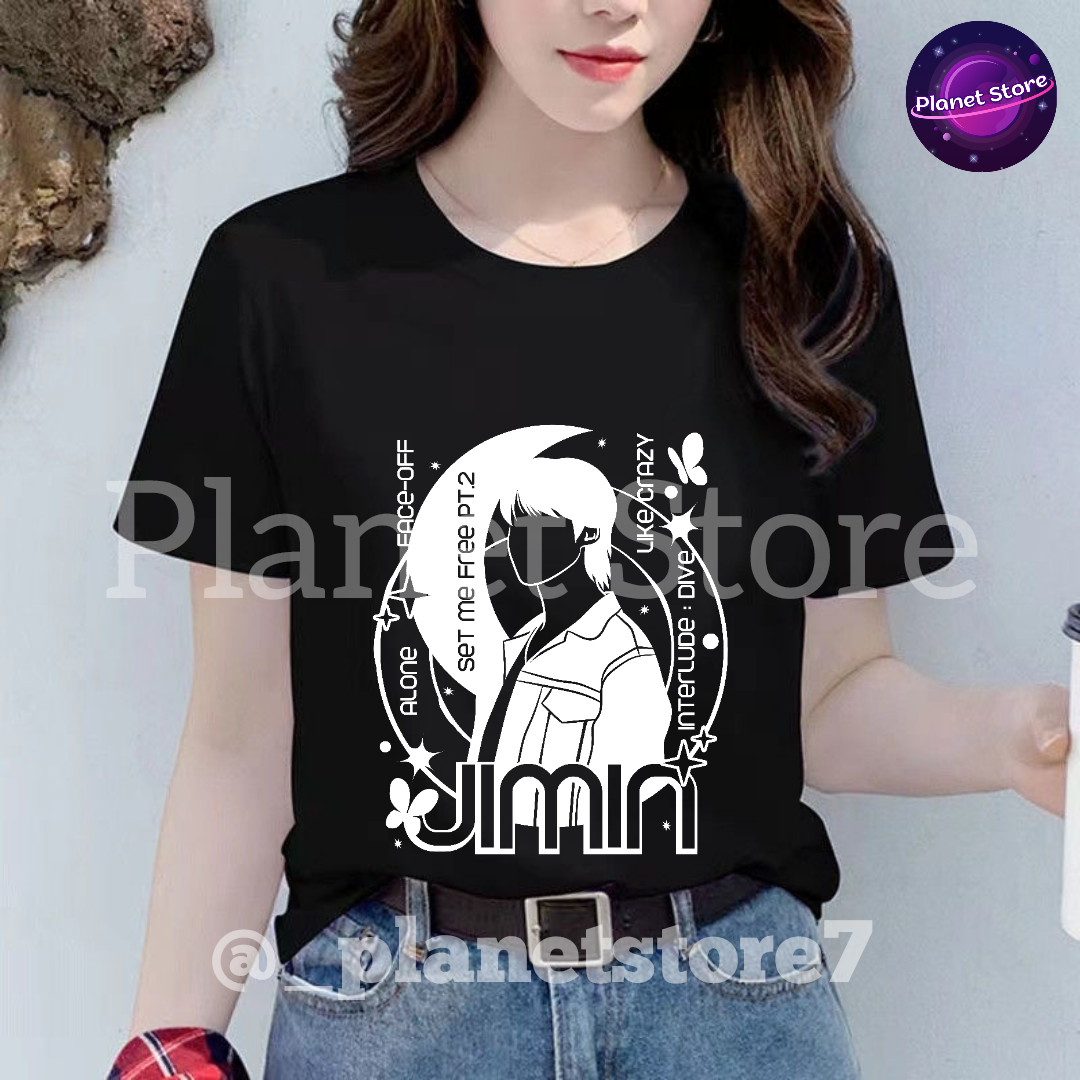 CAMISETA JIMIN FACE 100% ALGODÓN (blanco y negro) 