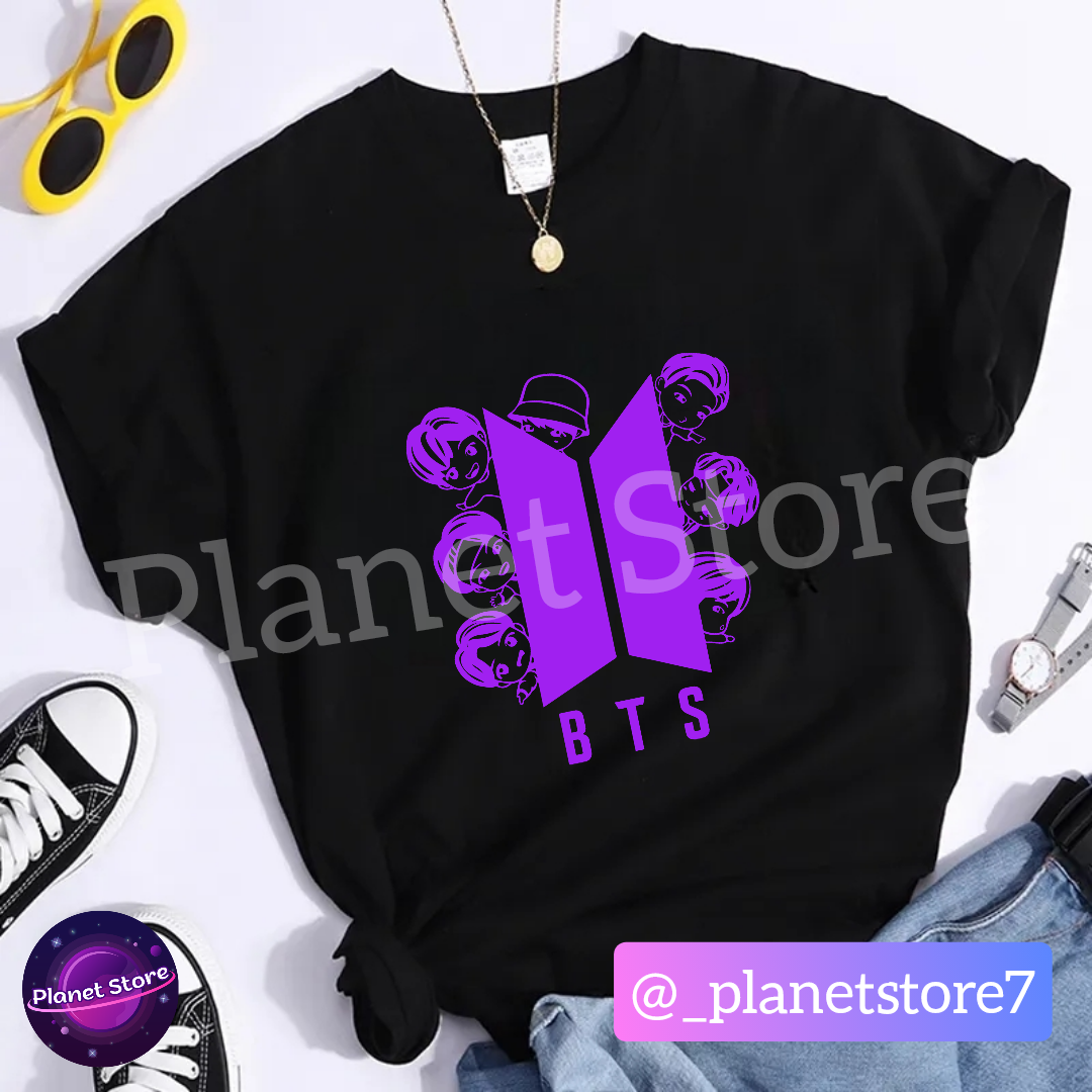 CAMISETA BTS TINY TAN 100 % ALGODÓN (blanco y negro) 
