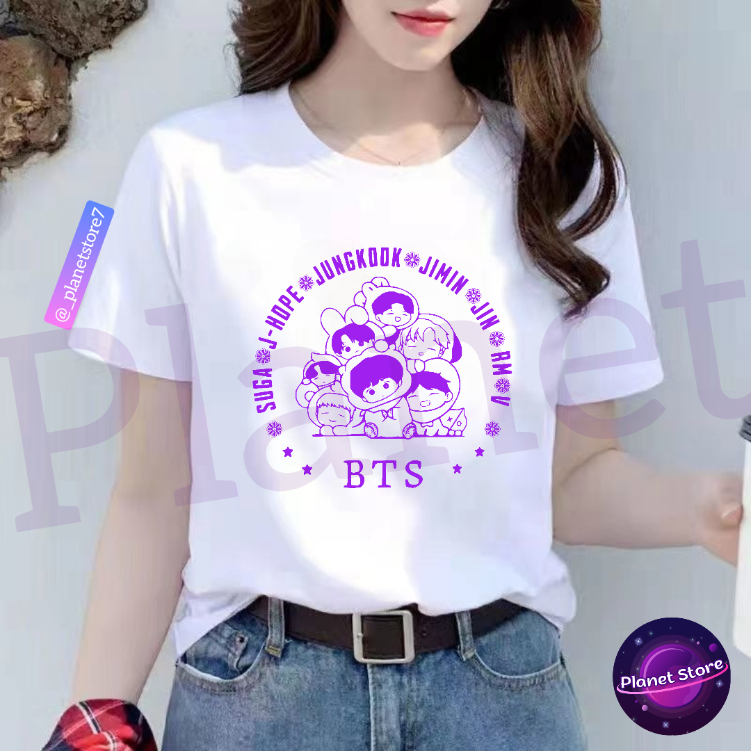 CAMISETA BTS 100% ALGODÓN (negra/blanca) 