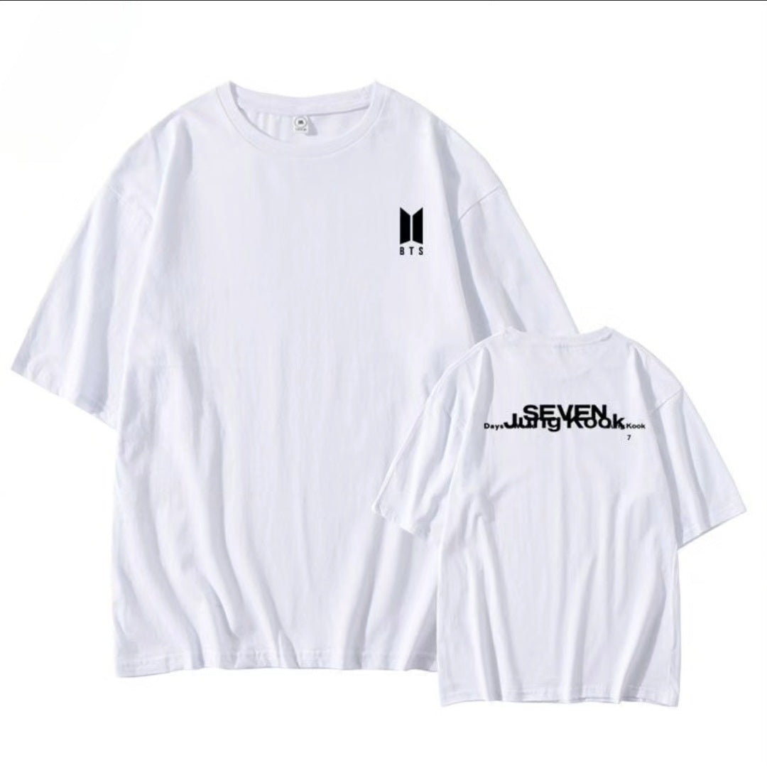 CAMISETA BTS JUNGKOOK SEVEN 100% ALGODÓN (blanco y negro)