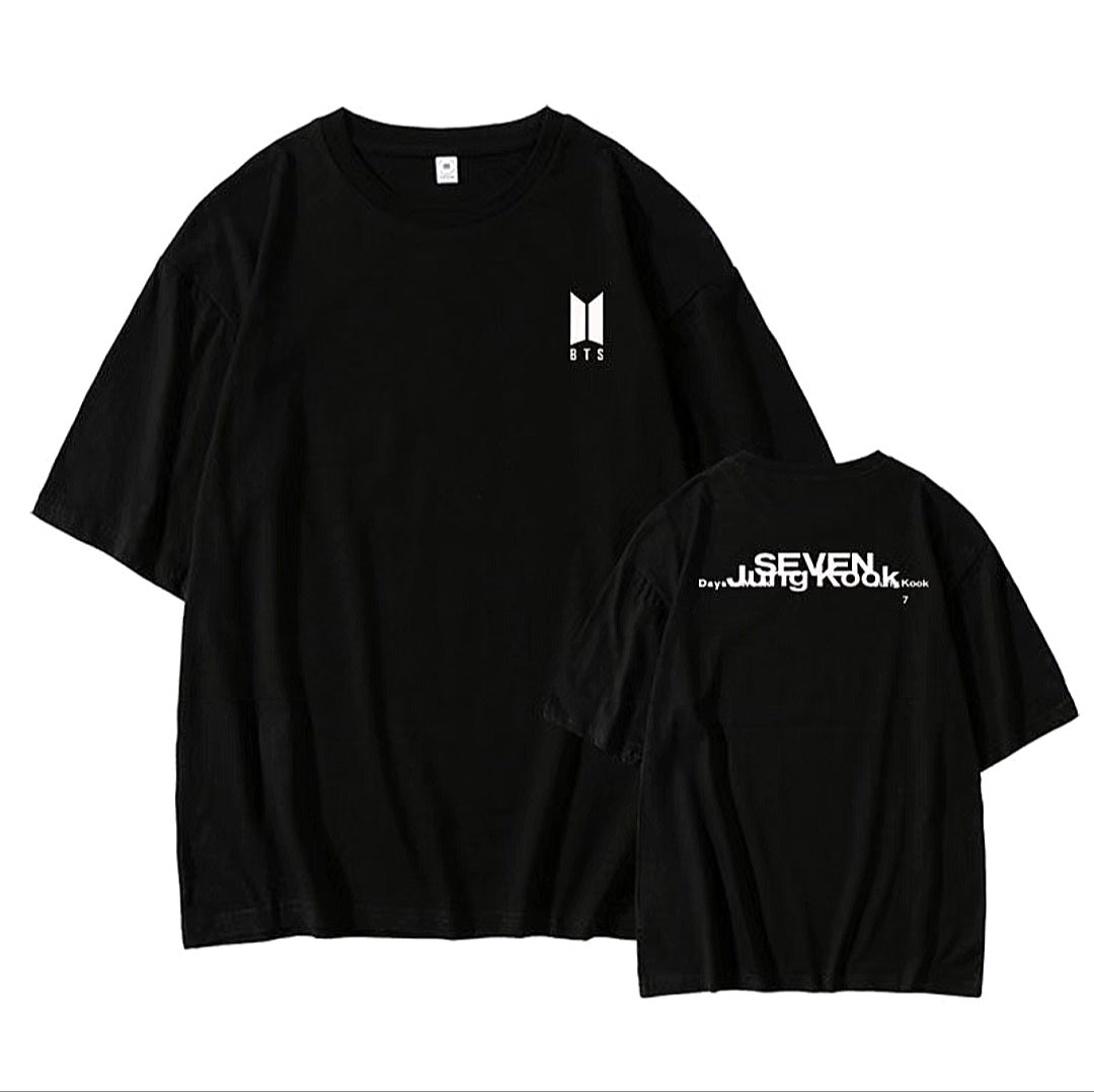 CAMISETA BTS JUNGKOOK SEVEN 100% ALGODÓN (blanco y negro)