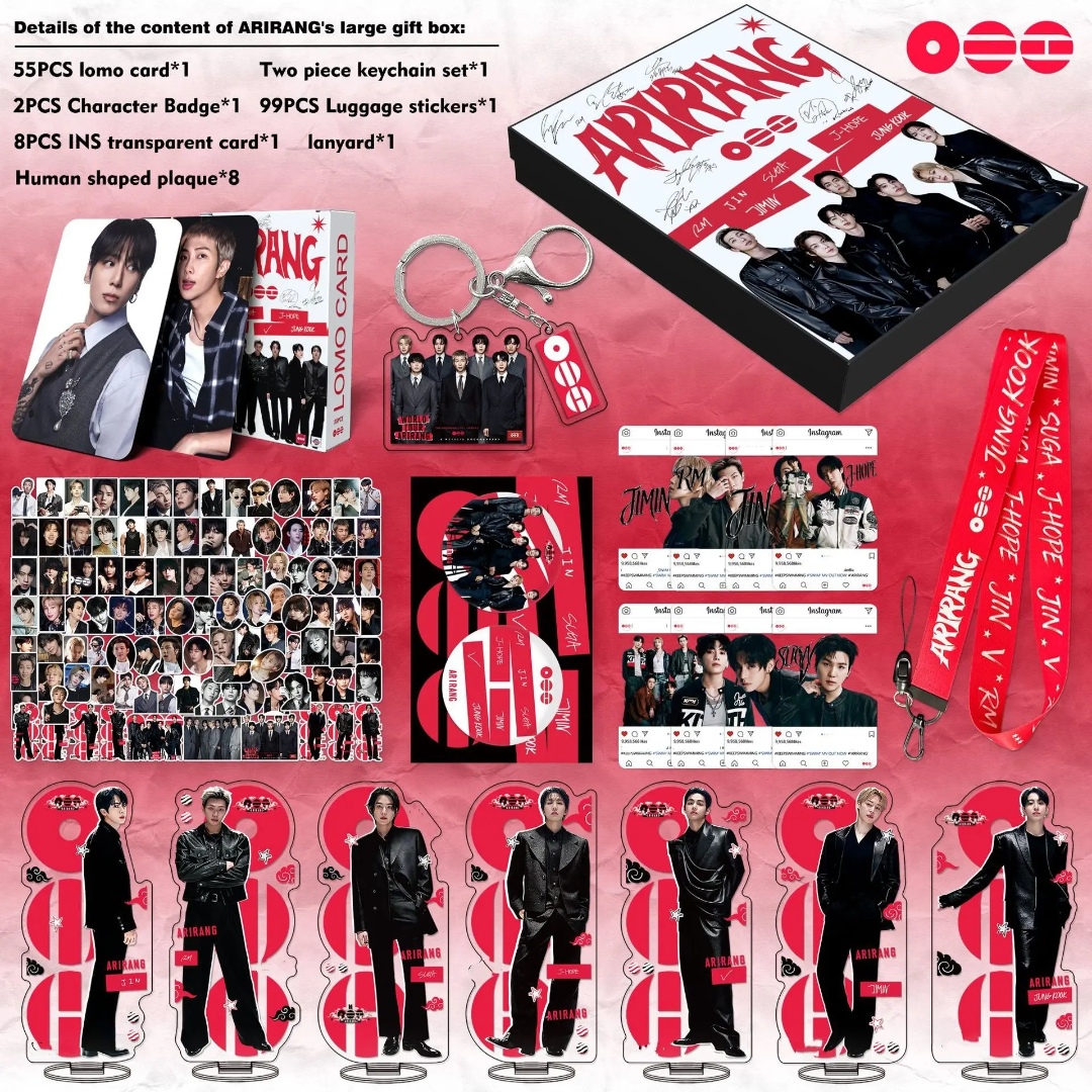 BTS ARIRANG KIT CON 175 PIEZAS (¡CAJA DE REGALO CON/ VARIOS ARTÍCULOS!✨)
