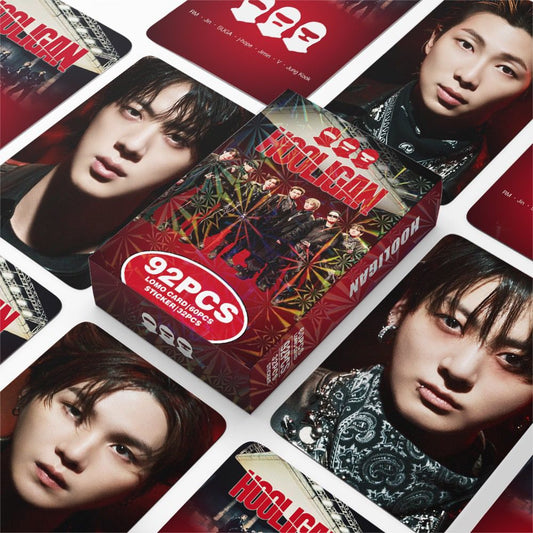 BTS HOOLIGAN PHOTOCARDS 92 UDS (60 FOTOTARJETAS + 32 PEGATINAS)